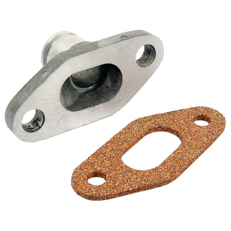 The Sparex Water Pump Adapter Kit (Part No. S.62260) for Fiat Tractors includes a metal flange with two bolt holes and an opening, along with a matching gasket of the same shape and holes.