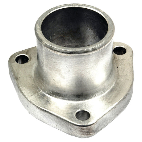 A Thermostat Housing, Sparex Part No. S.62262, featuring a metal flange with three bolt holes and a central cylindrical opening, is often used in Allis Chalmers machinery.