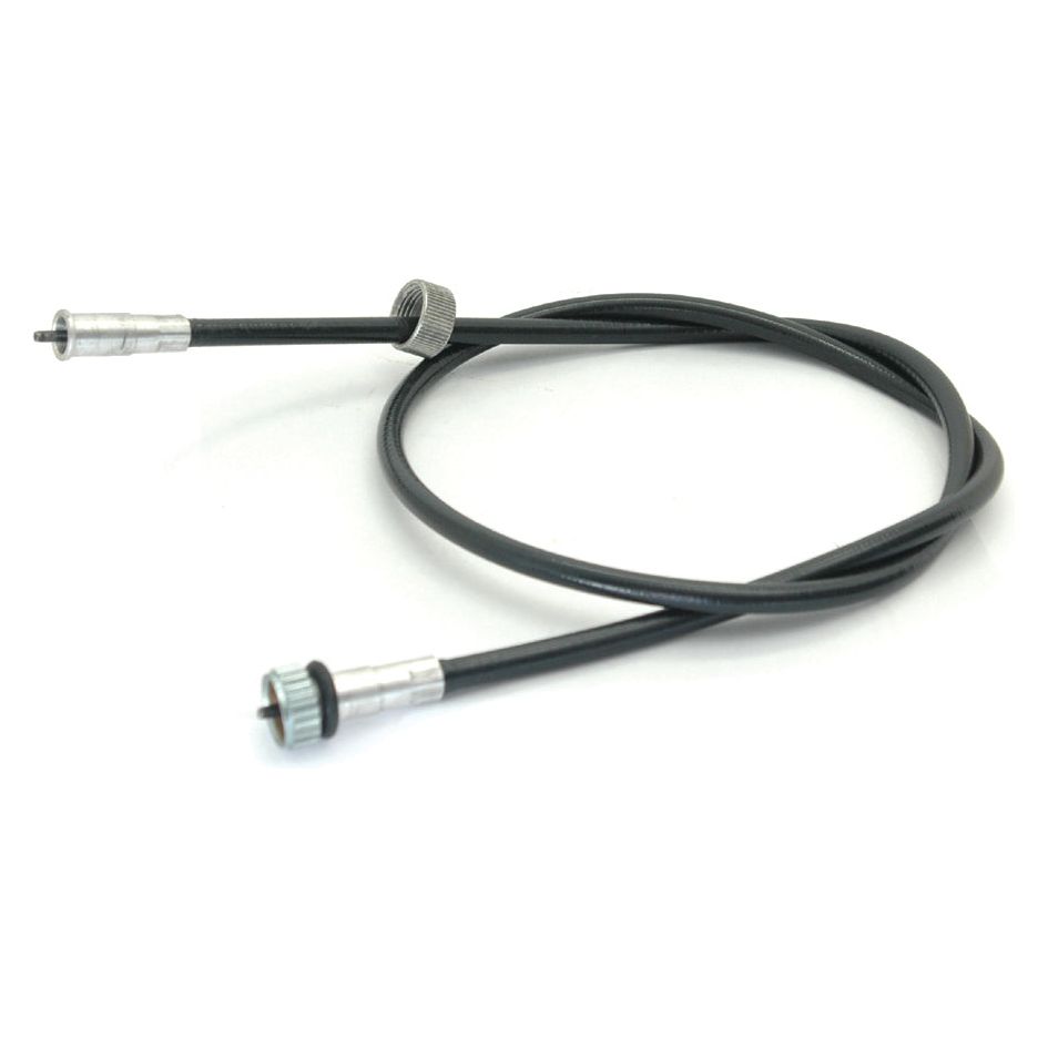 A coiled black drive cable, with metal connectors on both ends, is designed for measuring vehicle speed. This Sparex S.62264 durable drive cable, featuring a length of 1093mm and an outer cable length of 1087mm, is compatible with Case IH machinery and ensures precise performance and reliability.