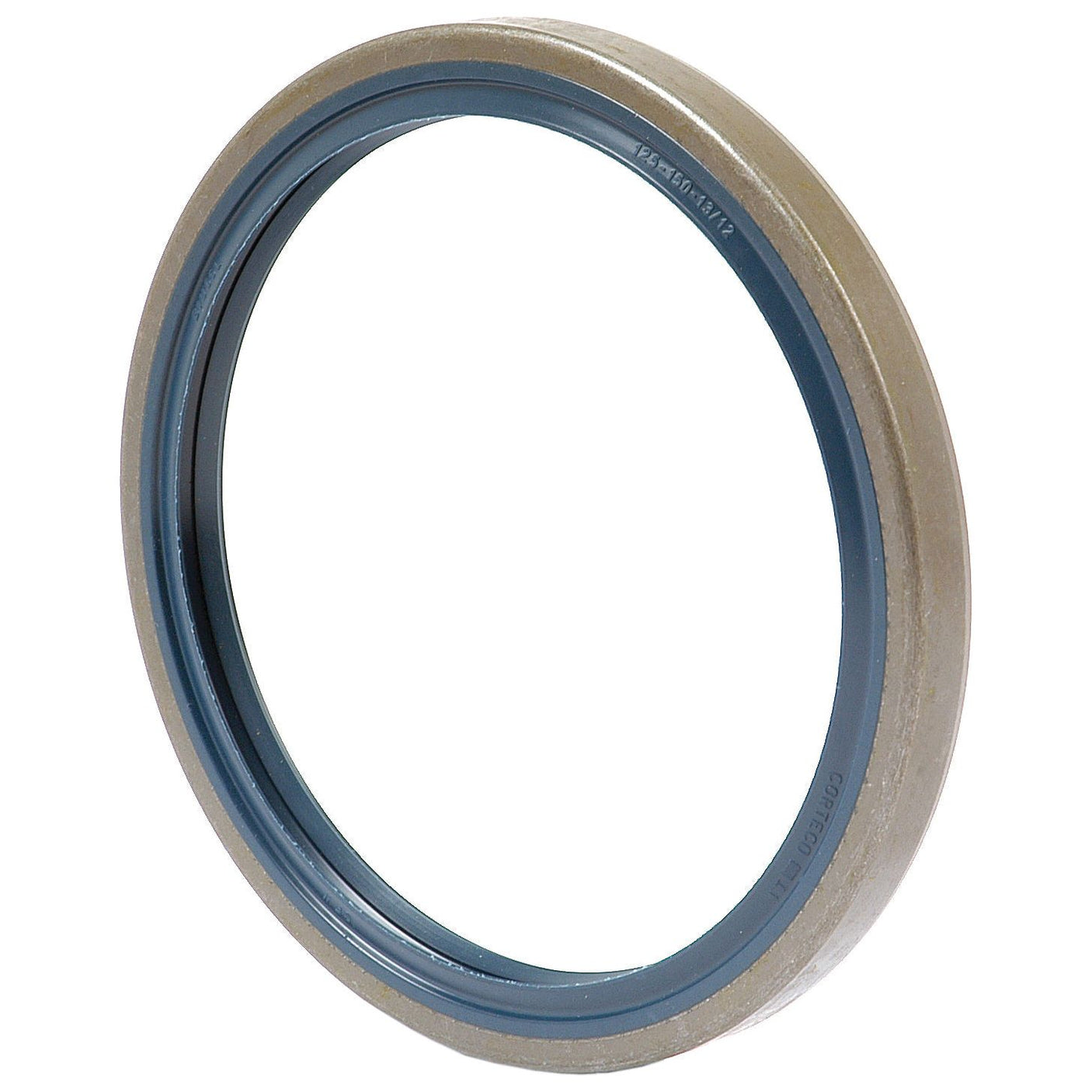 A circular metal oil seal with a rubber inner lining, viewed on a white background, reminiscent of classic Fiat tractor parts. This is the Sparex Oil Seal, 125 x 150 x 13mm | Sparex Part No.S.62304.