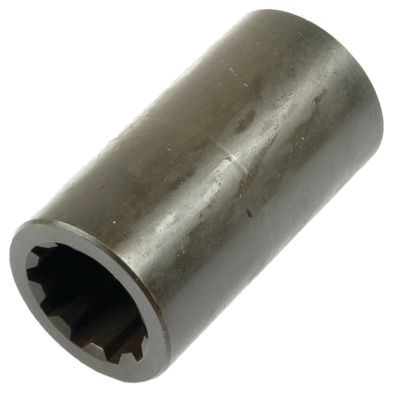 A Drive Train Coupling | Sparex Part No.S.62348 by Sparex is a metal cylindrical socket with a rounded outer surface and a toothed inner surface, designed for mechanical purposes and commonly used in applications such as Allis Chalmers 6060 models.