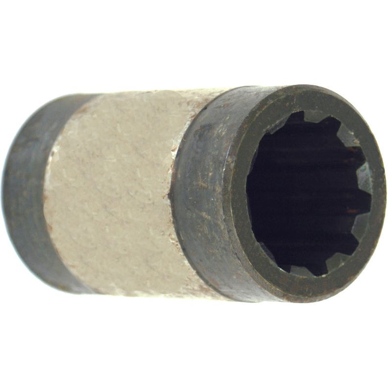 The Drive Train Coupling (Sparex Part No. S.62349) from Sparex is a metal socket wrench adapter featuring a smooth cylindrical body and a multi-sided interior designed for gripping nuts and bolts, making it ideal for various applications including drive train coupling and machinery maintenance with brands like Allis Chalmers and Case IH.