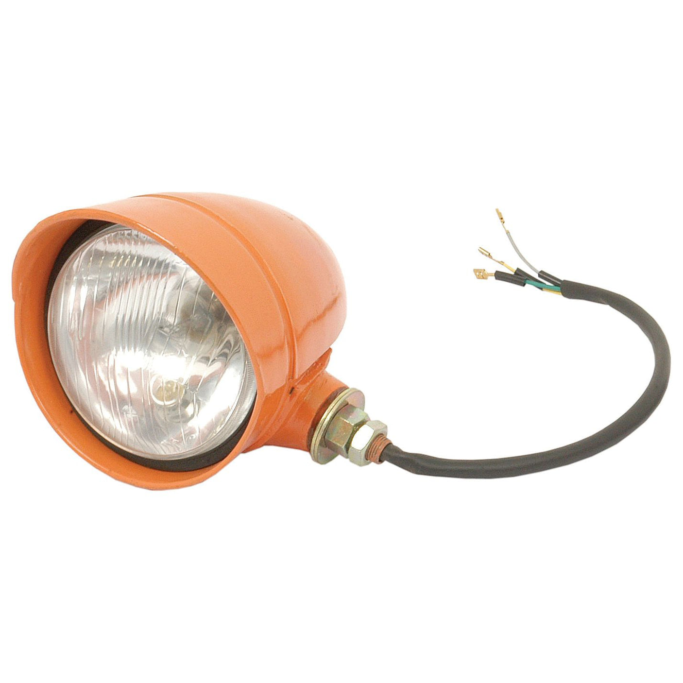 A Sparex Halogen Head Light (RH, RH Dip, 12V - S.62416) with a clear lens and exposed electrical wires is shown against a white background.