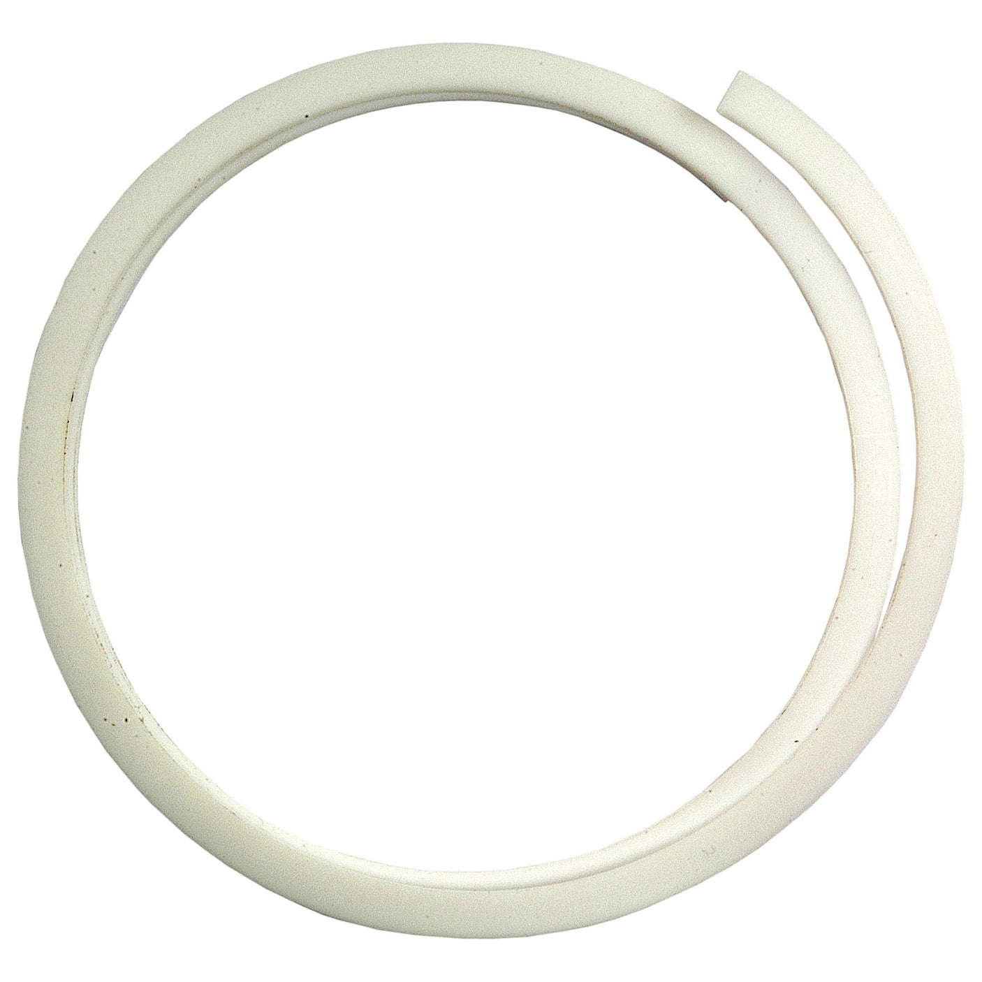 A coiled white flexible tube, partially unwrapped to create a near-complete circle against a plain backdrop—perfect for use as the Sparex Hydraulic Lift Back Up Ring, identified by Part No. S.62441 in tractor parts.