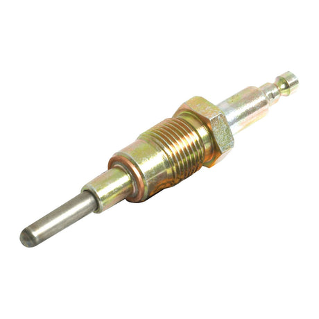 Close-up of the Glow Plug - S.62445 by Sparex, featuring a metallic design with a threaded base and an electrode tip, highlighting its overall length and precise thread size.