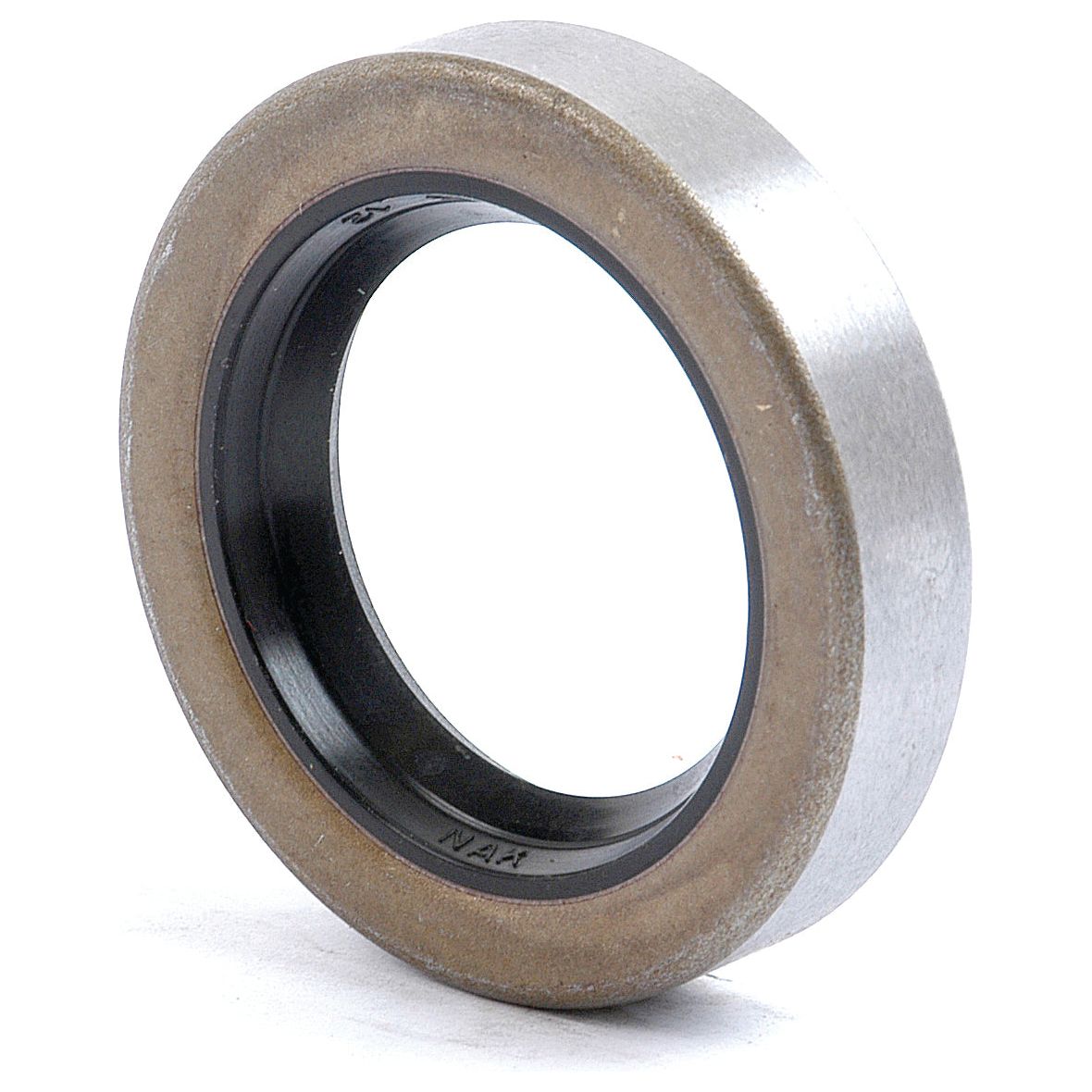 A close-up view of a Sparex Metric Rotary Shaft Seal, 35 x 55 x 12mm (Part No. S.62448) resembling a metallic circular bearing with an inner black ring, is placed on a white background.