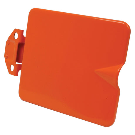 A rectangular orange Sparex Fuel Tank Cover Panel (Part No.S.62459) made of plastic, featuring a small triangular notch on the right side and an attached mounting bracket on the left side.