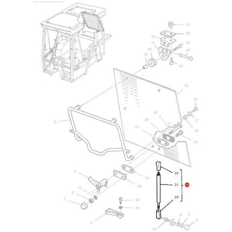 Massey Ferguson - Rear Window Strut - 3389556M2 - Farming Parts