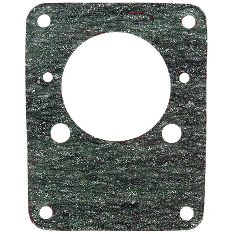 A rectangular green gasket, featuring variously sized holes including a large central circular opening, designed for use with hydraulic pumps. Product: Hydraulic Pump Gasket | Sparex Part No. S.62598 by Sparex.