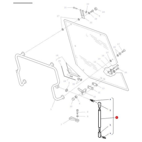 Massey Ferguson - Rear Window Strut - 3902140M1 - Farming Parts