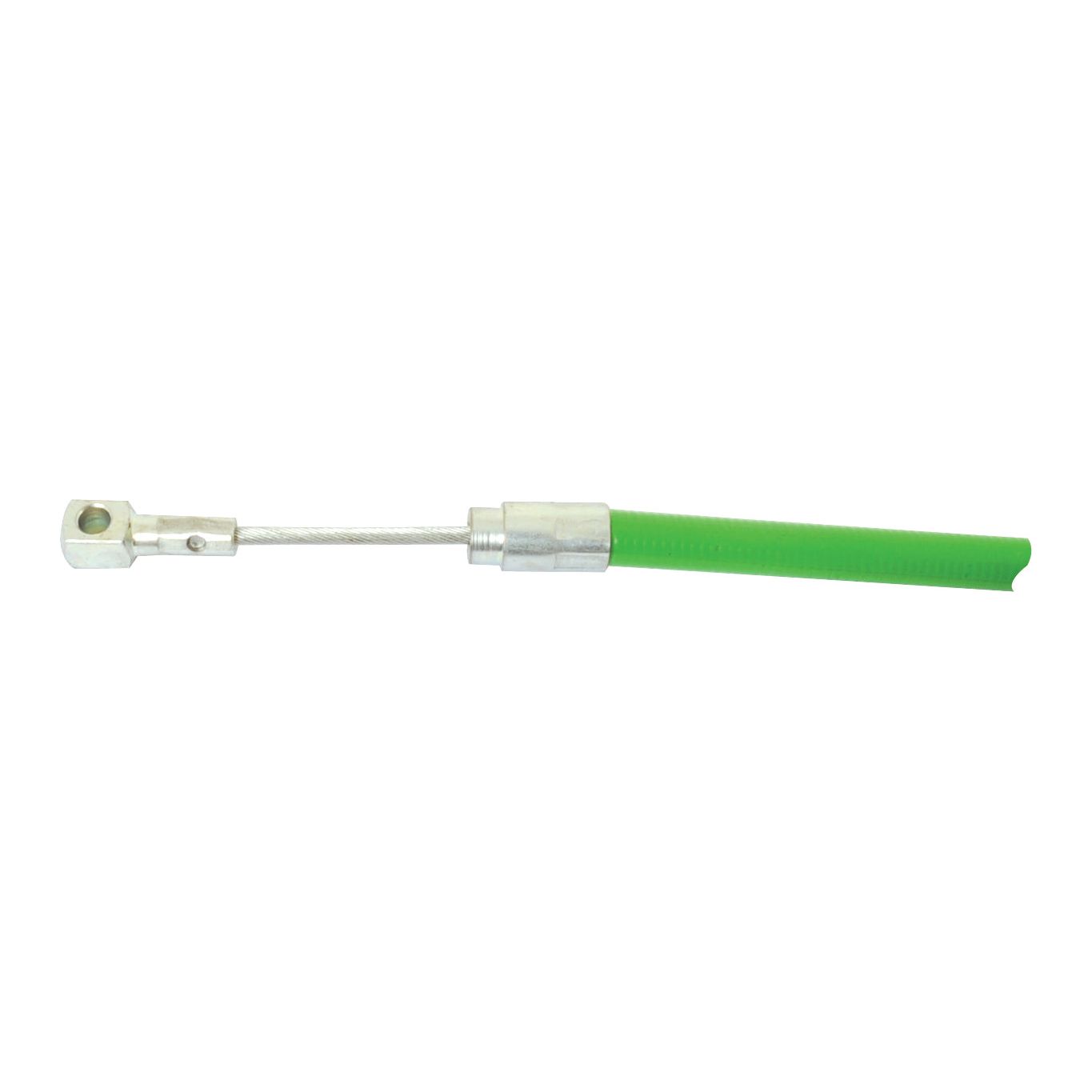 Image of a Sparex PTO Cable (Sparex Part No.S.62628), featuring a metal rod with a green plastic handle and a cylindrical attachment at one end, suitable for Case IH or Fiat 570 tractors. The cable has an overall length of 1080mm and an outer cable length of 780mm.