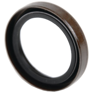 A close-up of the Sparex Metric Rotary Shaft Seal, 28 x 38 x 7mm (Sparex Part No. S.62642), displaying its smooth outer edge and inner ring with black and brown coloring.