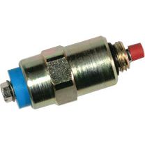 The Sparex Fuel Shut Off Solenoid (Part No. S.62711) features blue and red plastic end caps, a hexagonal middle section, and threaded components on one end, making it an ideal choice for Ford/New Holland tractors.