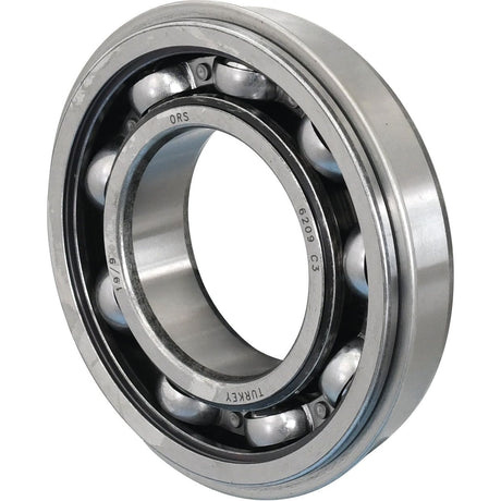 The Sparex Deep Groove Ball Bearing (6209ZNR) - S.62920 features a metal construction with visible spherical balls between the inner and outer rings, designed with a deep groove for optimal performance.