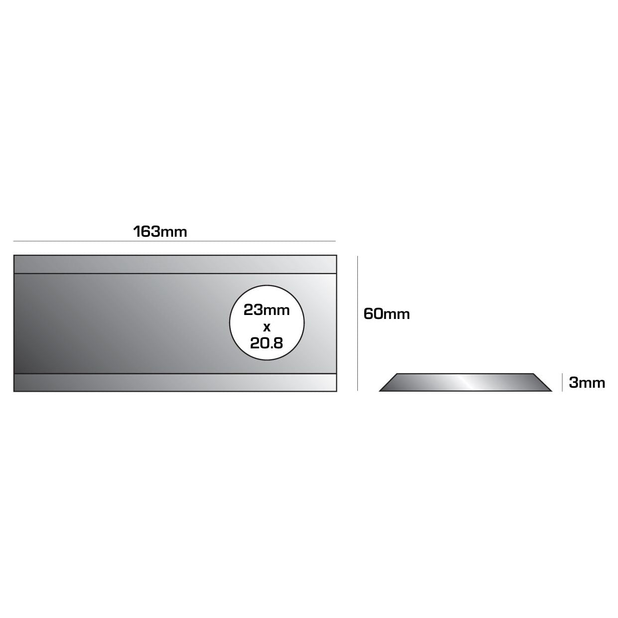 Mower Blade - Tapered Blade -  163 x 60x3mm - Hole⌀20.5 x 23mm  - RH & LH -  Replacement for Taarup
 - S.62933 - Farming Parts