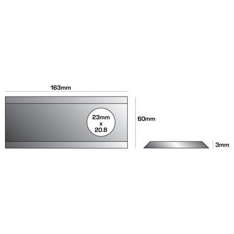 Mower Blade - Tapered Blade -  163 x 60x3mm - Hole⌀20.5 x 23mm  - RH & LH -  Replacement for Taarup
 - S.62933 - Farming Parts