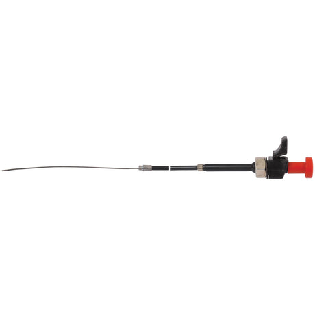 Introducing the Sparex Engine Stop Cable (Part No. S.62969), a long, thin, flexible cable with a red push-button handle at one end. Designed for mechanical or technical use, this 1200mm cable with an outer length of 1170mm is ideal for Fiat 1000 models, ensuring optimal performance and durability.