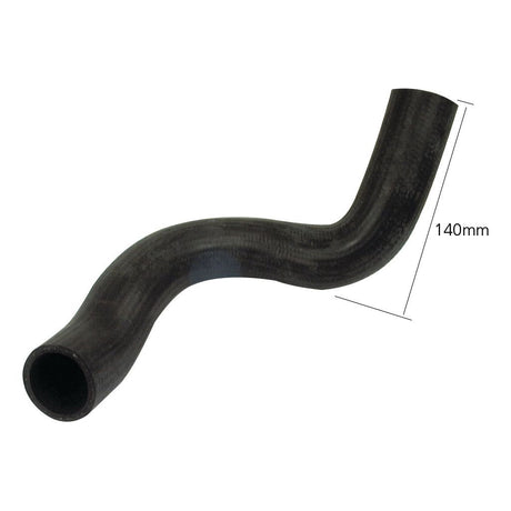 The Bottom Hose (Sparex Part No. S.63001) with inner diameters of 37mm at both ends, curved in black rubber and measuring 140mm next to the upper section, is secured with a Sparex hose clip.