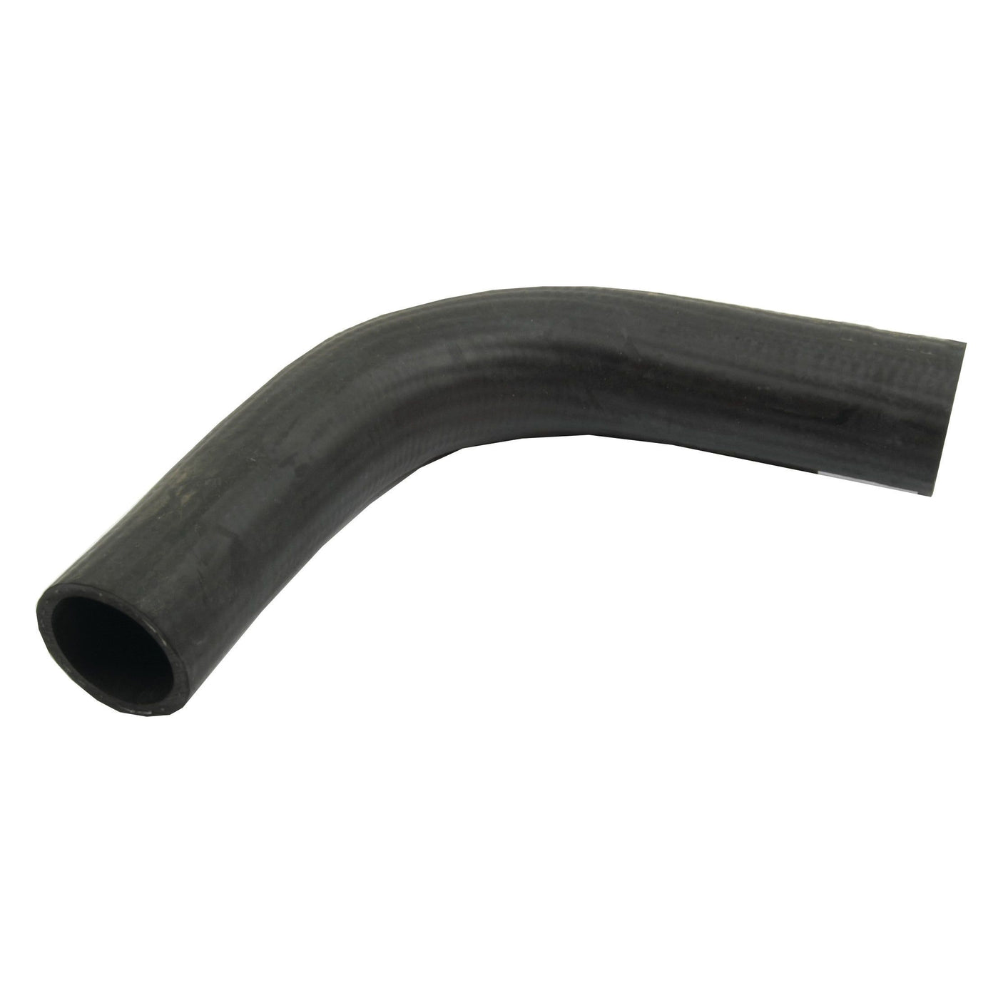 A black, curved rubber hose with a smooth surface, featuring an unobstructed view of its cylindrical hollow interior. The Bottom Hose (Sparex Part No. S.63024), with an inner diameter of 34mm at both ends, guarantees perfect compatibility and seamless integration with Sparex and Case IH equipment.