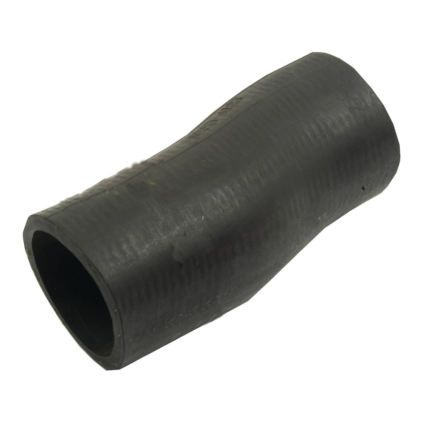 A black, slightly curved and tapered cylindrical rubber inlet hose connector, with an inner diameter of 48mm on both ends, typically used in plumbing or automotive applications and often secured with a hose clip for extra stability. This product is known as the "Inlet Hose" by Sparex (Sparex Part No. S.63028).