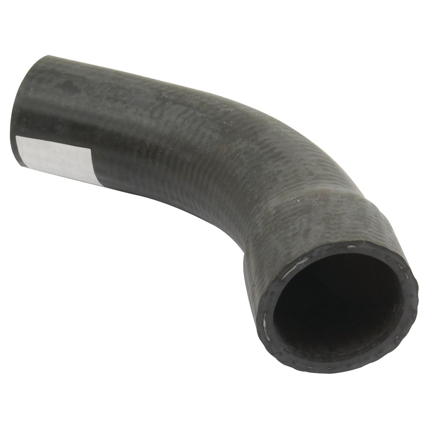 A black, curved Bypass Hose (Sparex Part No. S.63042), with an inner diameter of 30mm on the smaller end and 40mm on the larger end, features a white label on one end and is secured by a hose clip.