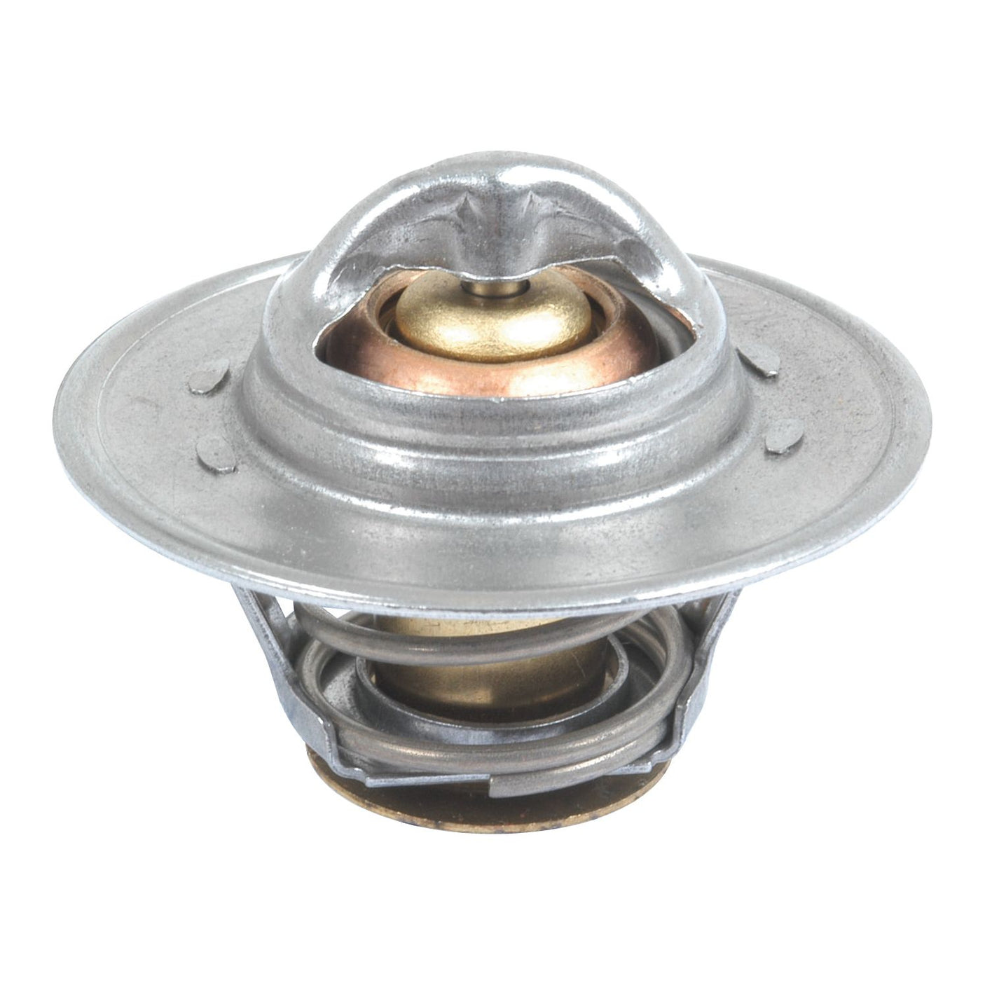 The Sparex Thermostat (Sparex Part No. S.63077) features a metal construction with a coil spring for precise temperature regulation in vehicles, is compatible with Case IH models, and ensures optimal performance across a wide temperature range.