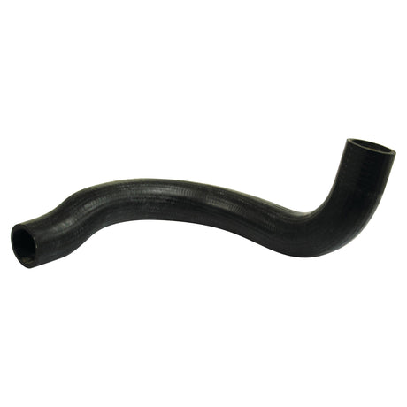 A black, flexible, curved rubber hose specifically designed with an inner diameter of 36mm at the smaller end and 38mm at the larger end, isolated on a white background. This Sparex S.63084 bottom hose is ideal for use with a David Brown 990 tractor. For optimal performance, consider pairing it with a hose clip or Sparex S.4330.