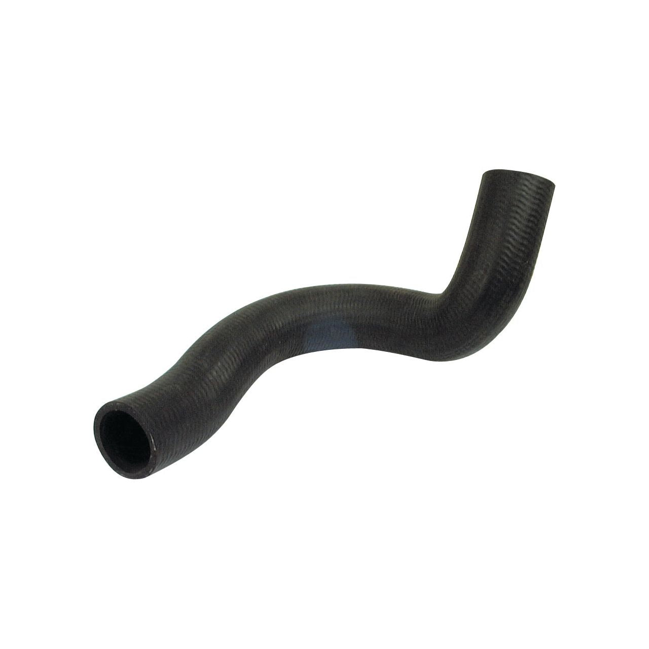 A black rubber bottom hose with a curved, L-shaped design, ideal for use with Sparex S.4330 or 63092 fittings. This hose, identified by Sparex Part No.S.63085, has an inner diameter of 37mm on both ends.