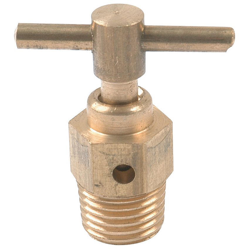 The Sparex Drain Tap (Part No.S.63097) features a brass construction with a hexagonal base, BSP threading, and a T-shaped handle.