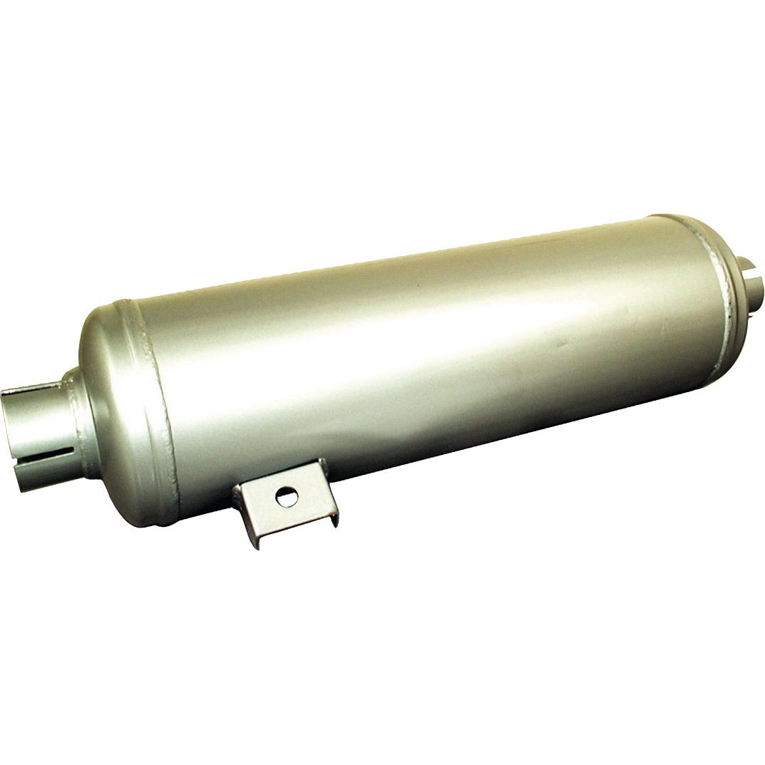 A cylindrical aluminium silencer, the Silencer - Horizontal - S.6312, equipped with a Sparex mounting bracket.