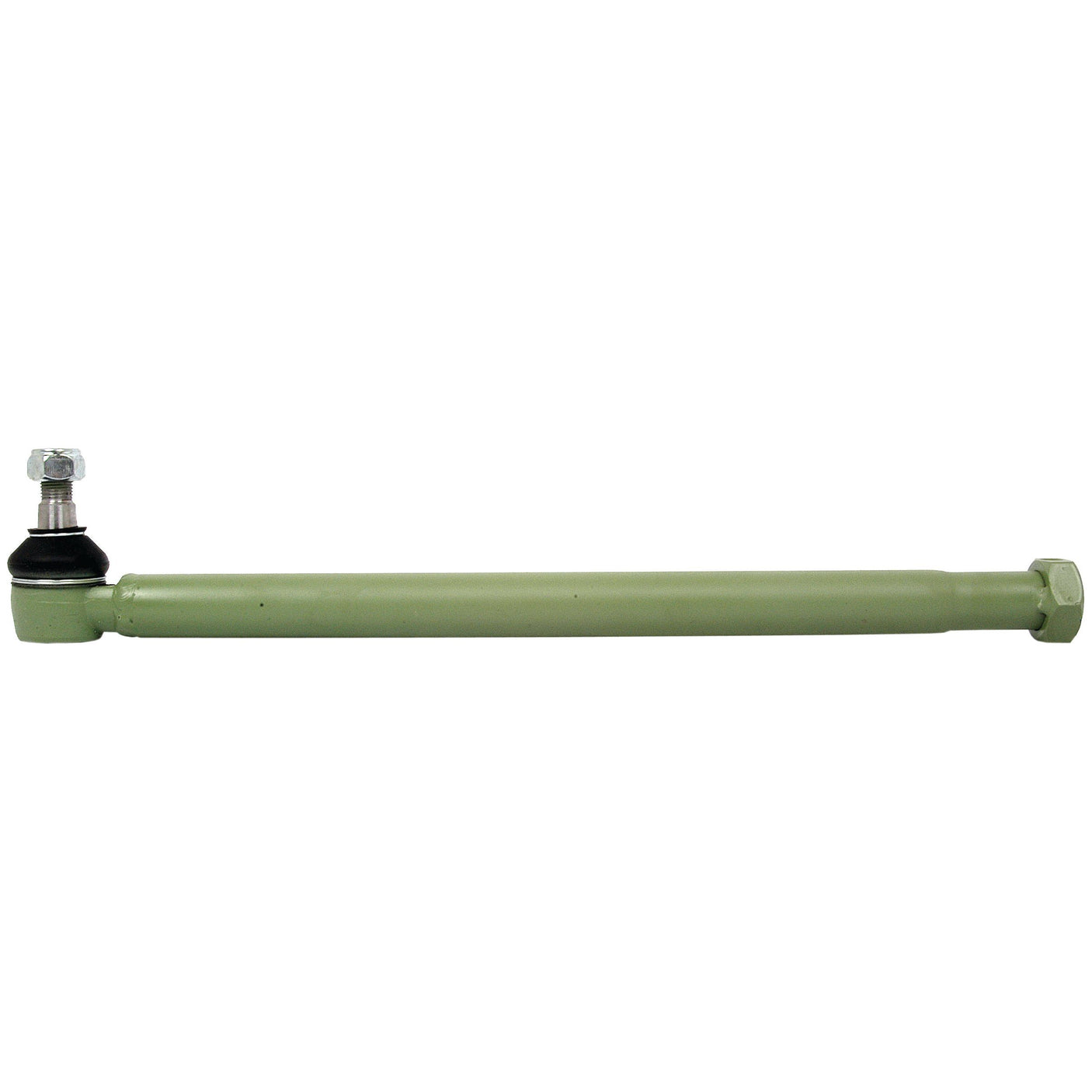 The Track Rod, S.63136 by Sparex, is a 473mm green metal rod featuring a black ball joint on one end and an M20 x 1.5 female thread with a hexagonal nut on the other end – perfect for Sparex applications.