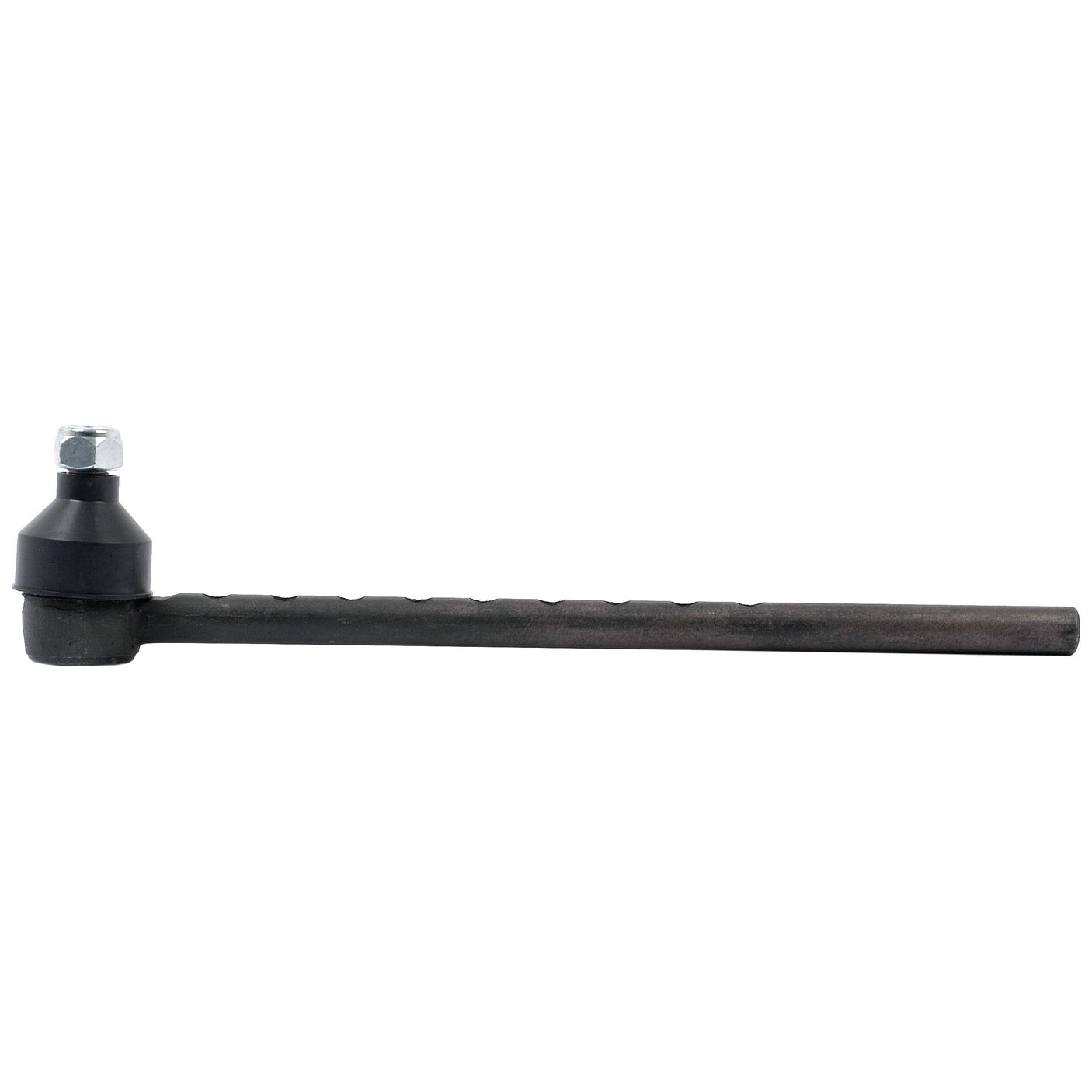 A Sparex Track Rod, 369mm in length (S.63137), designed with a black metal tie rod end featuring a hexagonal bolt and straight shaft, and equipped with an outer side thread for easy adjustment, is displayed on a white background.