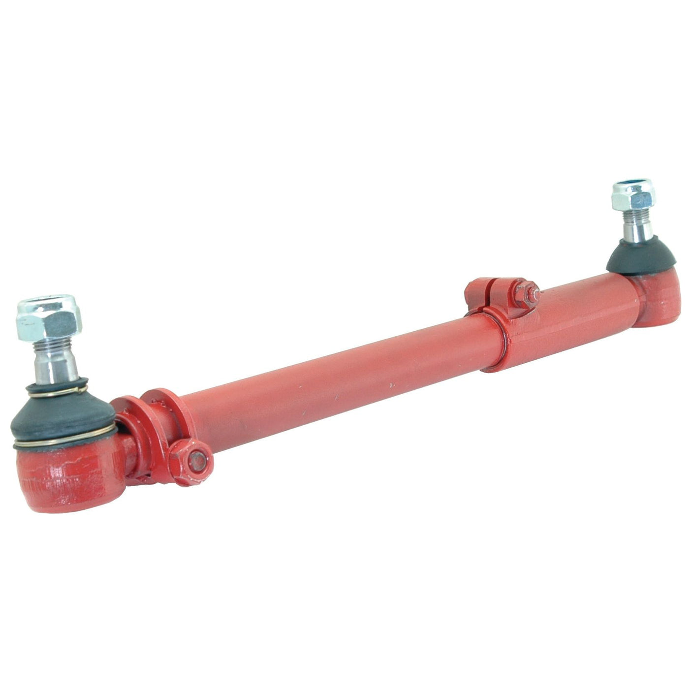 A red Sparex Track Rod/Drag Link Assembly with metal ball joints and M14 x 1.5 bolts on each end, featuring a 28mm diameter and an adjustable length from 410mm to 720mm - S.63218.