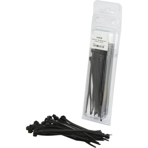 A clear plastic package containing Sparex Cable Tie - Non Releasable, 120mm x 4.8mm (Part No. S.6325) beside an additional pile of black cable ties.
