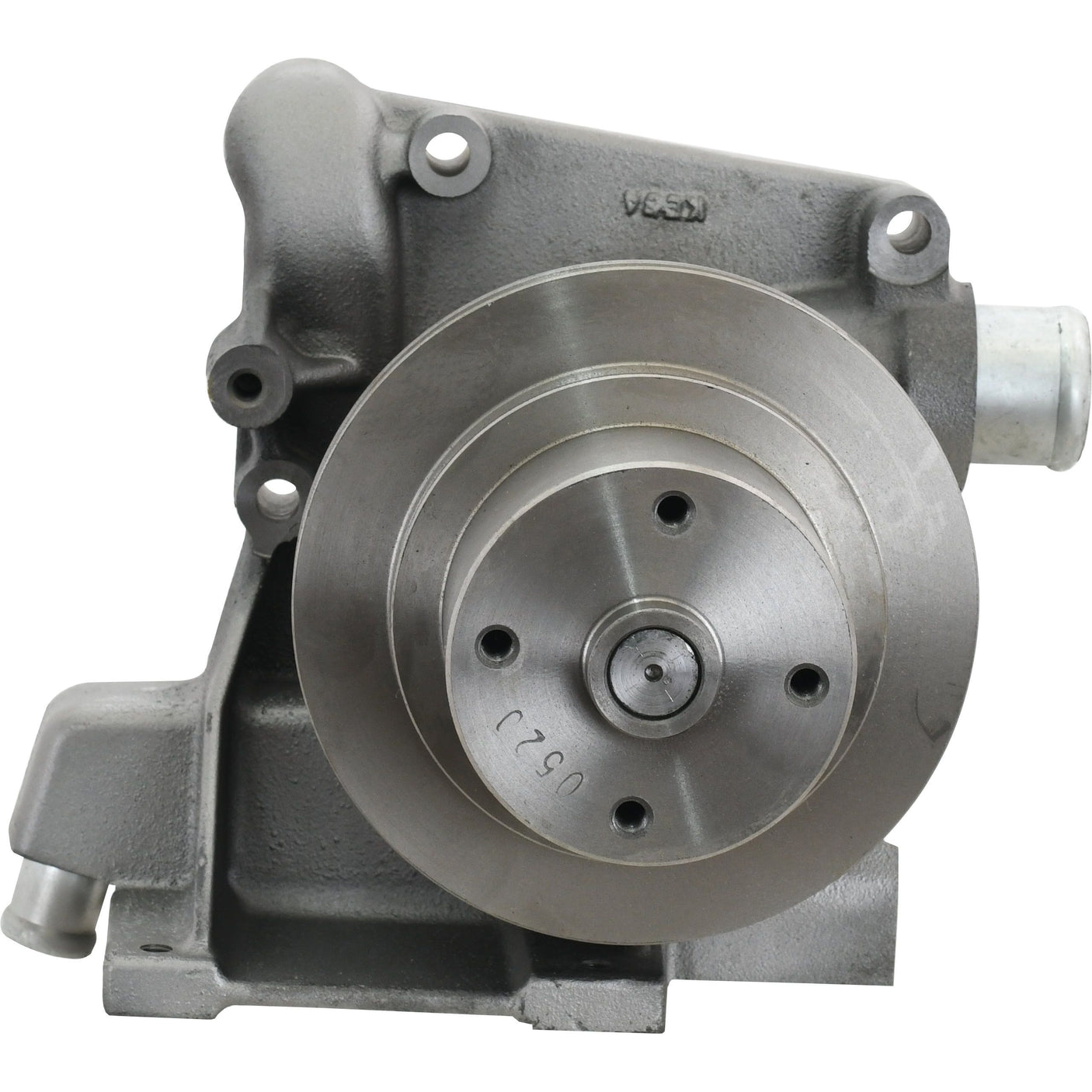 A metal automotive part with multiple circular components and bolts, featuring the serial number S.63275. This part is a Water Pump Assembly (Supplied with Pulley) by Sparex, specifically designed for Steyr tractor parts.