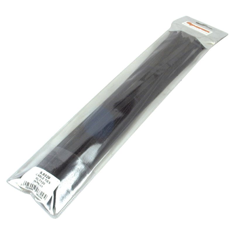 A clear plastic sleeve containing a packaged set of Sparex Cable Tie - Releasable, 370mm x 7.6mm (Sparex Part No. S.6329) with a label.