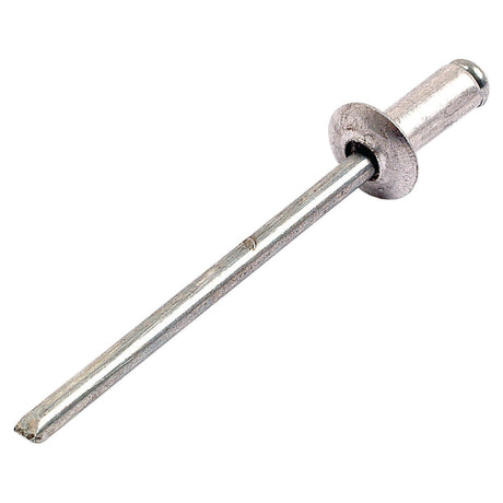 A Sparex Pop Rivet 4 x 10mm (Part No. S.6335) in a medium size with a silver metal finish, featuring a cylindrical body and a long, thin shaft extending from one end, is ideal for metric applications.