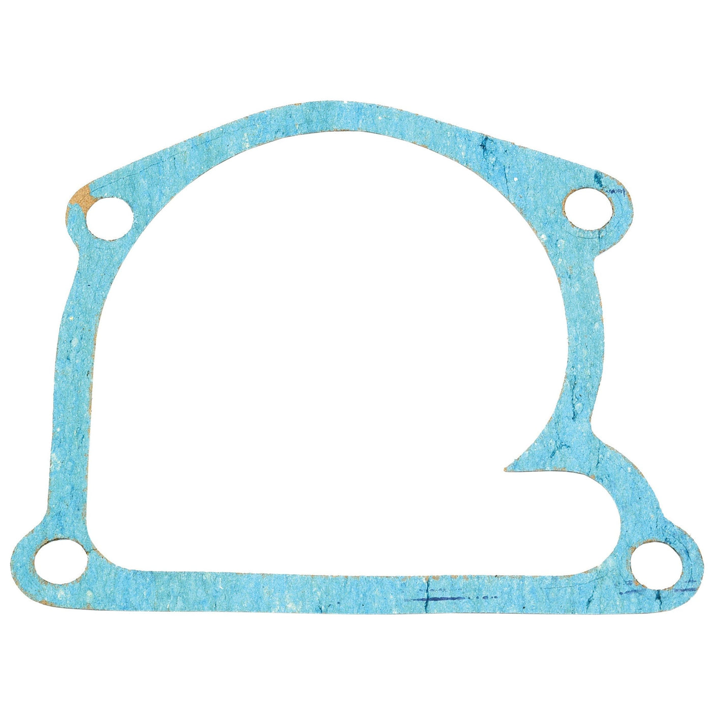 The Sparex Water Pump Gasket (Sparex Part No. S.64027) is a blue gasket featuring four bolt holes, an irregular shape with a curved outer edge and a straight lower edge, specifically designed for Zetor Engine applications.