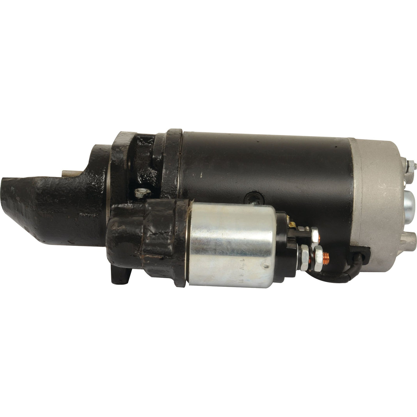 A Sparex Starter Motor - 12V, 2.9Kw (Sparex Part No. S.64051) in black and silver, positioned against a crisp white background.