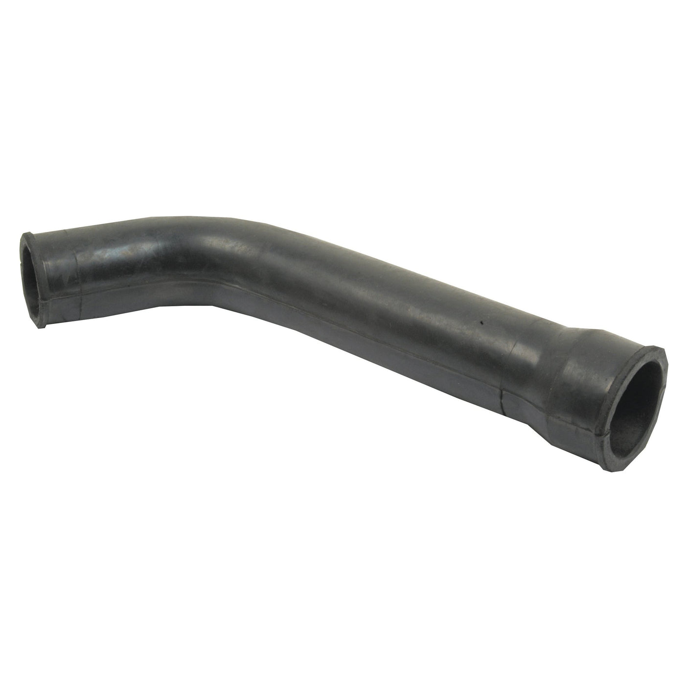 A Sparex Top Hose, featuring an inner diameter of 38mm at the smaller end and 46mm at the bigger end, is a black, slightly curved rubber hose with open ends, likely designed for automotive or industrial use and can be secured with a hose clip (Sparex Part No. S.64153).