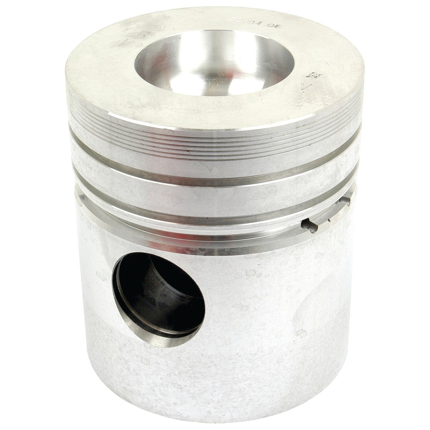 A Sparex Piston (Standard) - S.64247 features a metallic, cylindrical design with grooves and a side hole for rod connection. Its precise compression height ensures optimal performance.