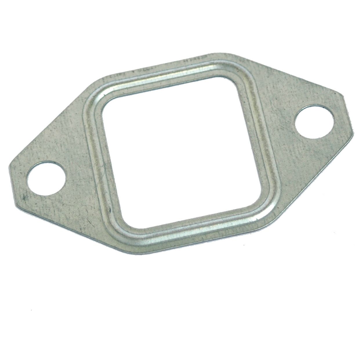 An ideal exhaust manifold gasket for Zetor engine parts, the Sparex Exhaust Manifold Gasket (Part No. S.64255) features a square center opening and two circular bolt holes on opposite sides.