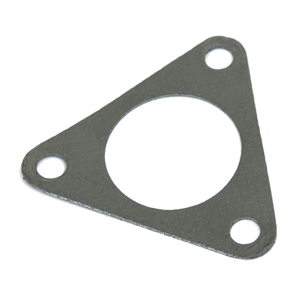 Introducing the Sparex Exhaust Manifold Gasket (Part No. S.64295) for Zetor Engines, designed with a triangular shape and featuring a large central hole along with three smaller holes at each corner.