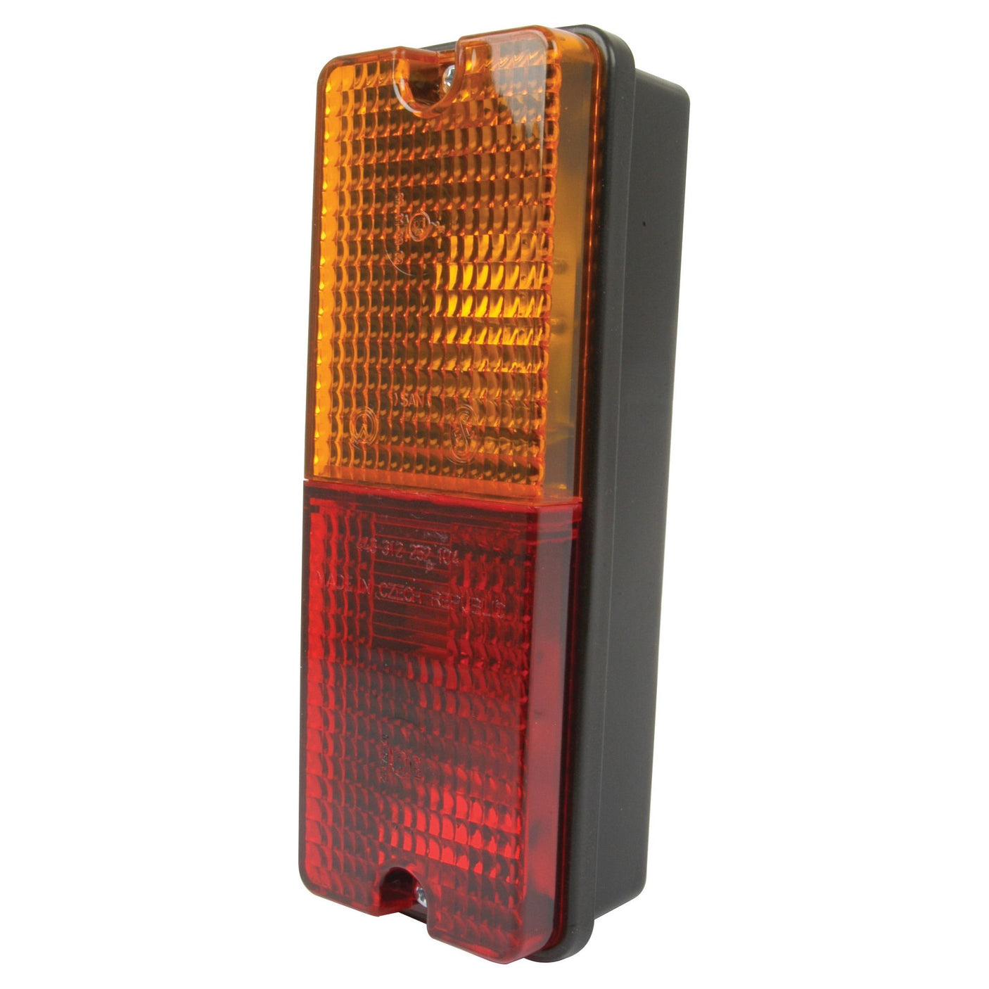 A rectangular Rear Combination Light by Sparex (S.64346), featuring an amber top section and a red bottom section, suitable as a 12V Halogen replacement for brake, tail, and indicator functions on both right-hand and left-hand sides.