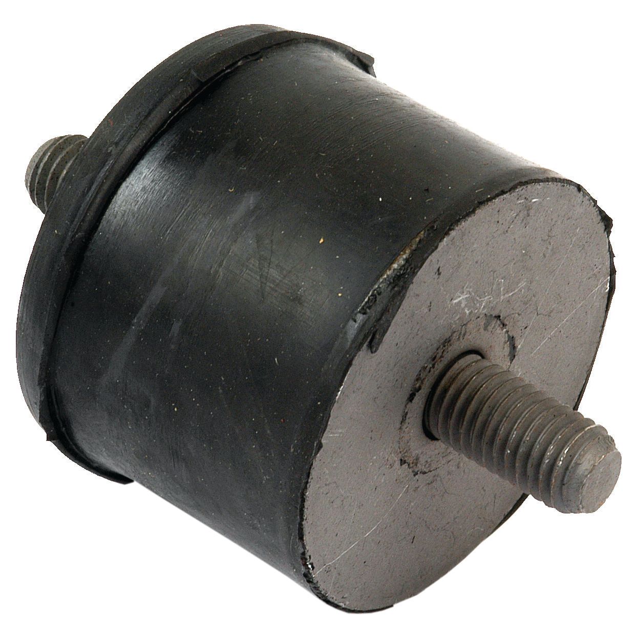 The Sparex Fuel Tank Mounting Bush (Sparex Part No. S.64514) is a cylindrical rubber mount with threaded metal rods on both ends, ideal for vibration isolation in machinery. This model, compatible with Zetor and other equipment, features an M10 thread size for secure mounting.