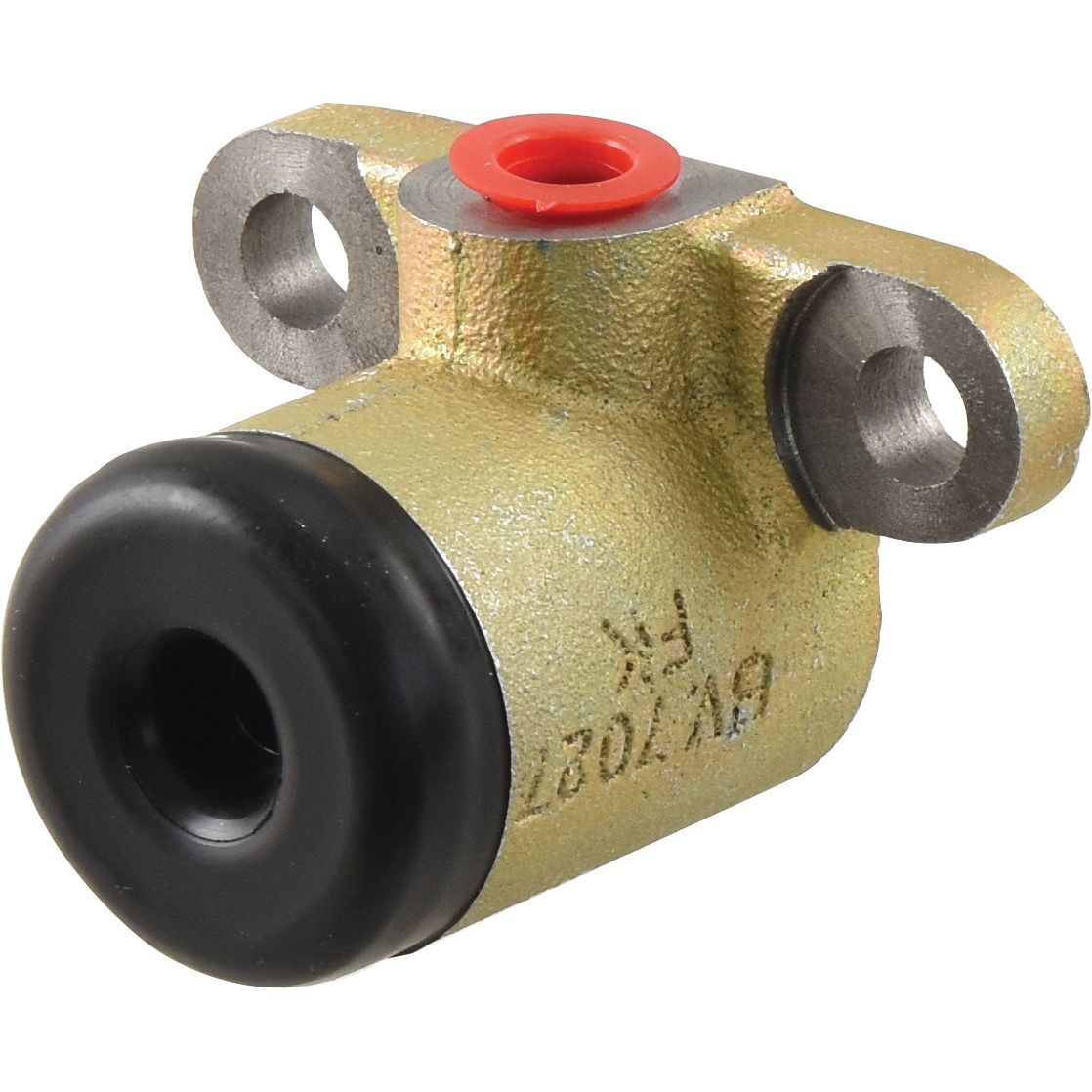 A Brake Slave Cylinder (RH), Sparex Part No. S.64675, featuring a metal construction with two mounting holes and a black rubber seal, is compatible with Sparex's Seal/Repair Kit.