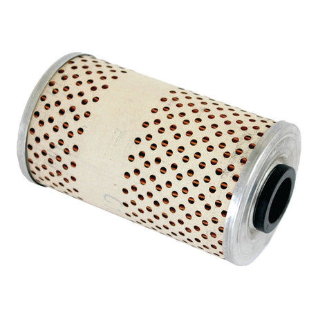 A cylindrical, perforated hydraulic filter with metal end caps and a central black rubber gasket, suitable for Zetor machinery: Hydraulic Filter - Element | Sparex Part No.S.64832 by Sparex.