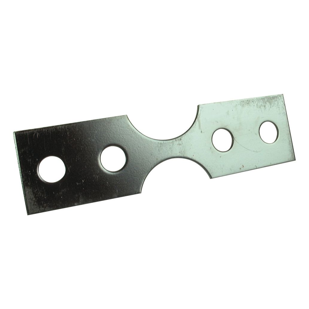 A Sparex Safety Plate Replacement for Zetor (TM0 1232 046 | Sparex Part No. S.64849) featuring two large round holes, two smaller round holes, and a central curved cutout.