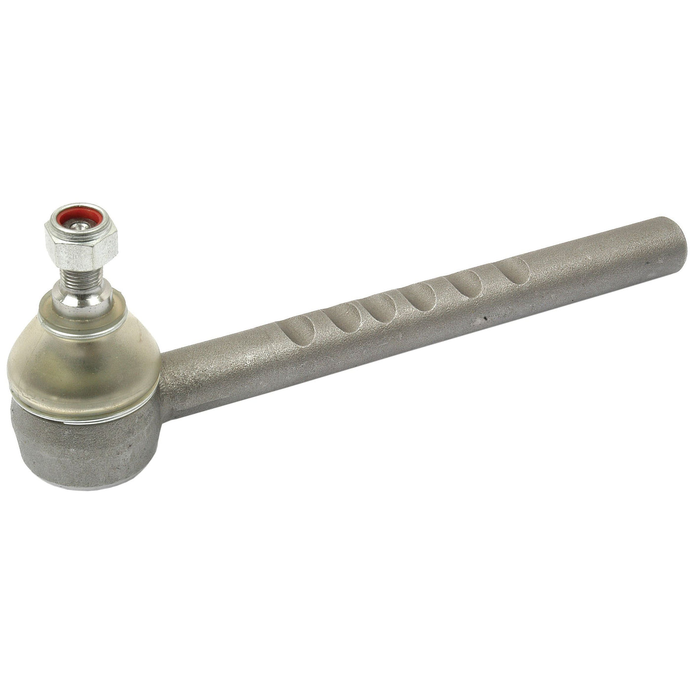 The Sparex Track Rod (S.65046) features a 229mm metal tie rod end with a threaded bolt boasting an extended thread length on one side and a cylindrical rod equipped with precise grooves on the other.