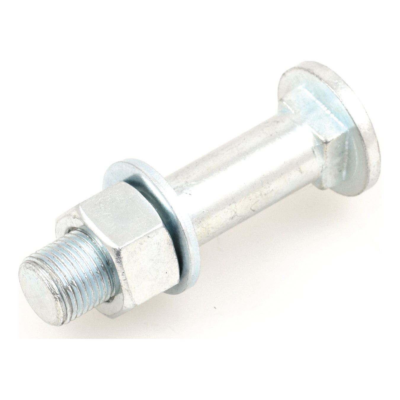 A Square Wheel Bolt with dimensions 5/8'' x 2 13/16'' (UNF), along with a hexagonal nut and washer, is placed on a white background. This product is identified as the Sparex Part No. S.65113.